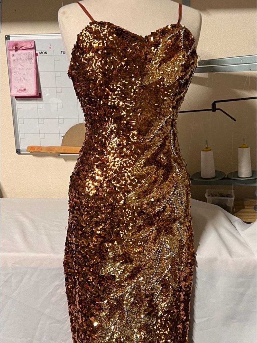 Sparkling Copper Sequin Slip Dress - Elegant Evening Wear
